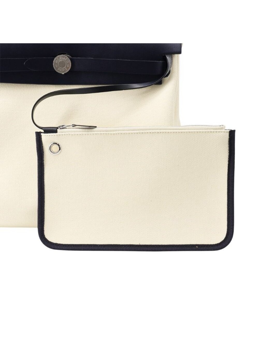Hermes Herbag Zip PM White Blue Safir Silver Toilet Military Vache Hunter - Picture 6 of 9